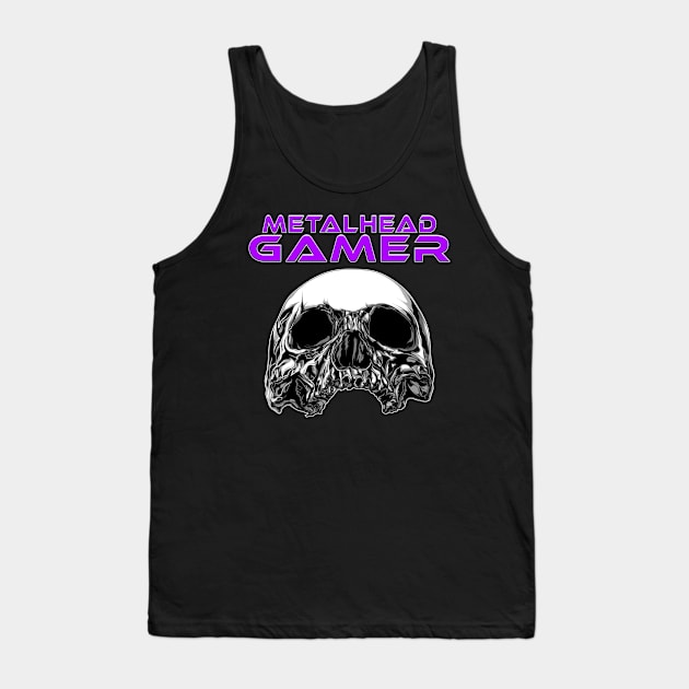 Metalhead Gamer Front Skull Purple Tank Top by Shawnsonart